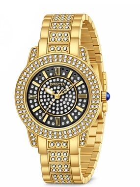 Invicta Wildflower Women's Watch - 32mm, Gold Crystal Bracelet Watch Pave Dial